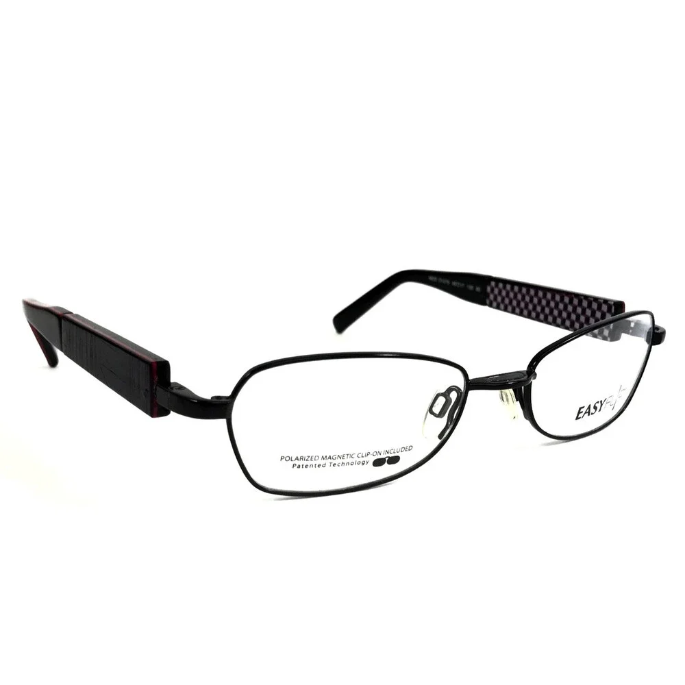 Easyflip Eyeglasses Frames MOD O1075 80 Black Purple with Clip Ons 49-17-135